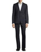 Slim-fit Pinstriped Two-piece Suit, Gray/blue