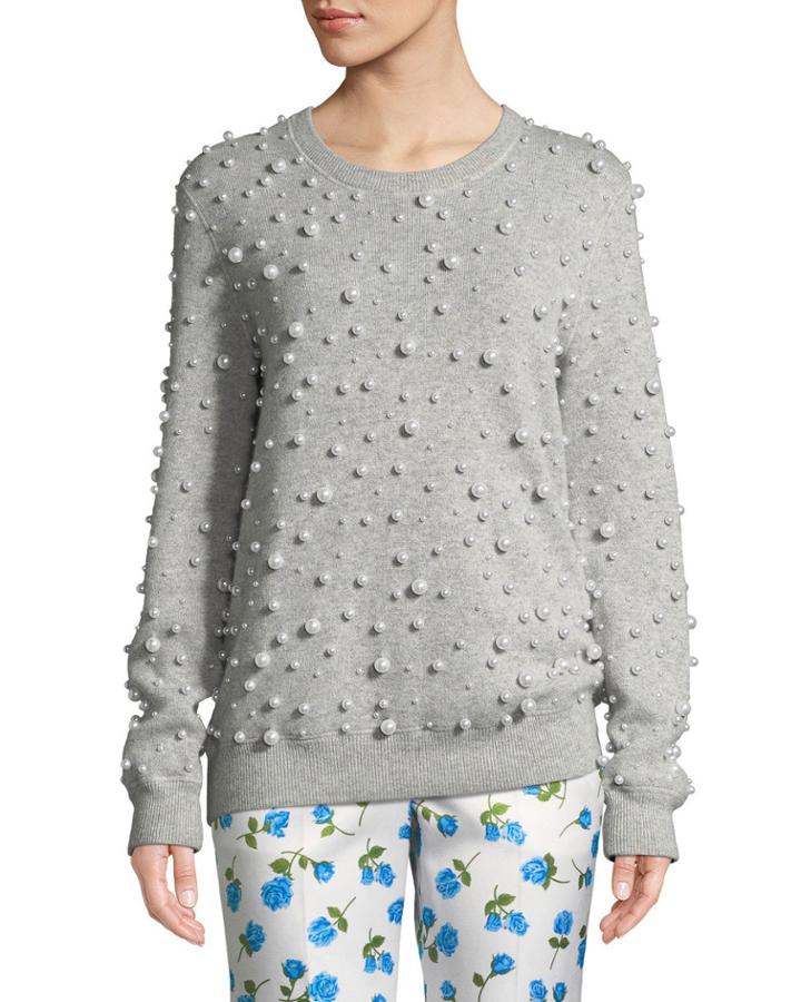 Crewneck Pearlescent-embellished Cashmere