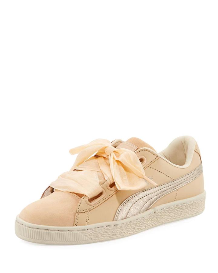 Basket Heart Up Mixed Sneakers, Beige