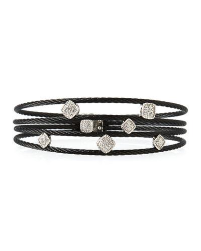 Diamond Geo-station 4-row Cable Bracelet