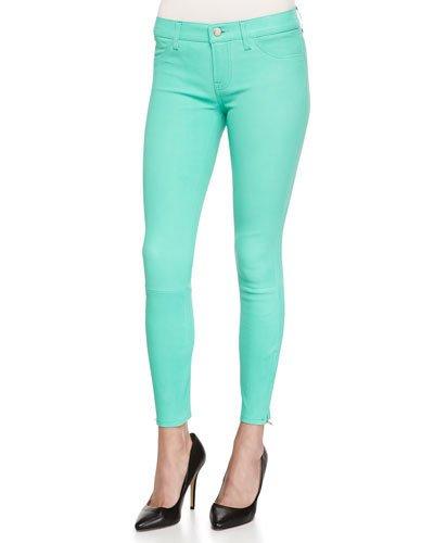 Vegetable-dyed Leather Mid-rise Cropped Jeans