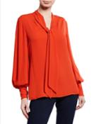 Long Bishop-sleeve Tie-neck