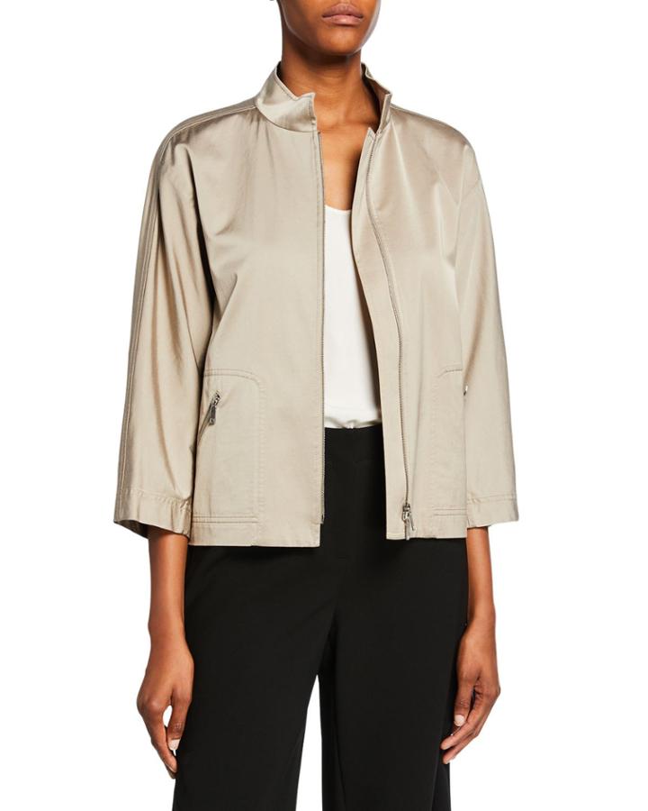 Neely Urbane Satin Zip-front Jacket