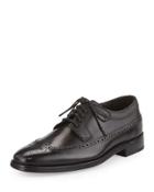 Giraldo Luxe Wing-tip Leather Oxford, Black