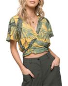 Tropical-print Back-tie Top