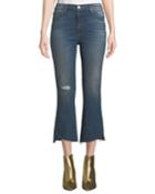 Cindy Slant-fray Hem Straight-leg Jeans