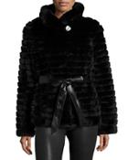 Rabbit Fur Down Feather Jacket, Black