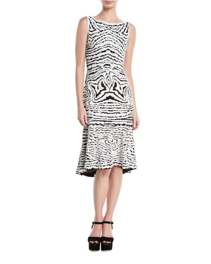 High-neck Sleeveless Beaded-stretch Wool