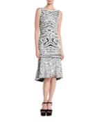 High-neck Sleeveless Beaded-stretch Wool