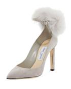 South Suede Fur Pompom Pumps