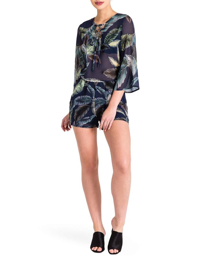 Tropical Print Bell Sleeve