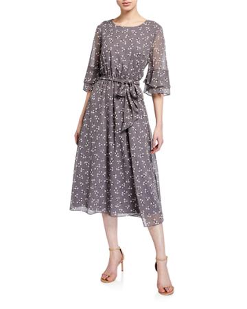 Albertine Printed Bell-sleeve A-line Dress