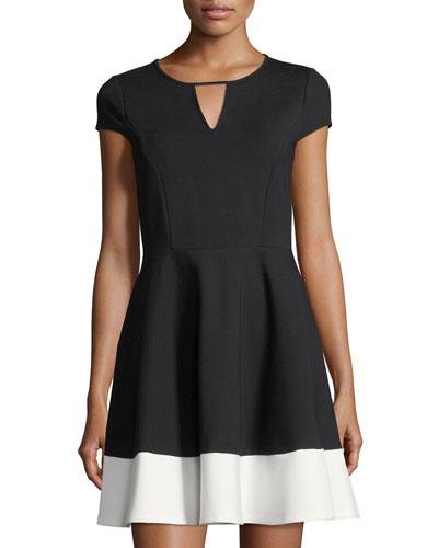 Adora Keyhole Ponte Fit & Flare Dress