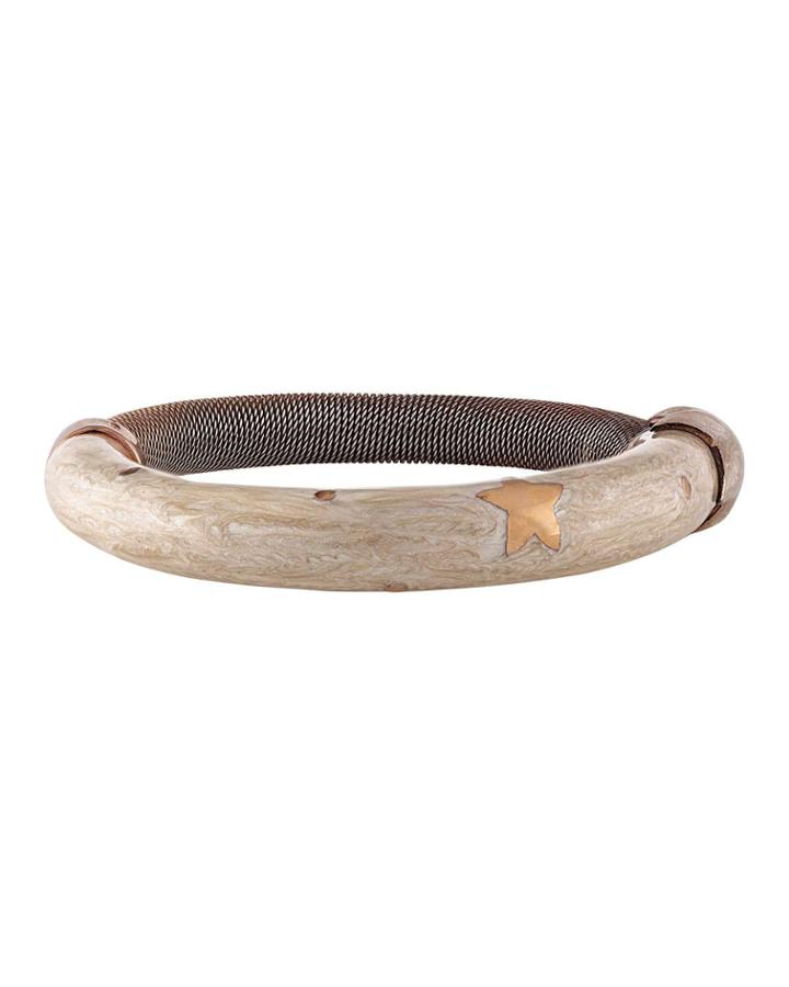 Half-enamel Bangle W/ 18k Rose Gold