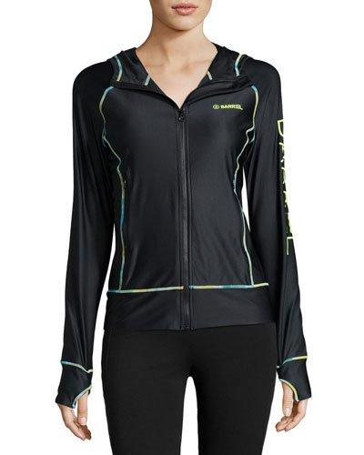Fitted Zip-up Hooded Jacket, Black
