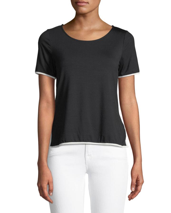 Zip-back Contrast-piped Tee