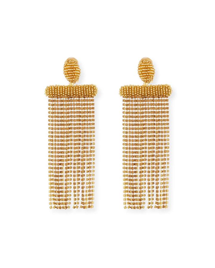 Beaded Waterfall Tassel Clip-on Earrings