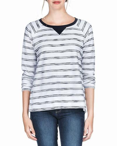 Relaxed Striped Sweater, Navy/white