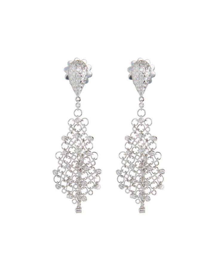 18k White Gold Diamond Statement Dangle Earrings