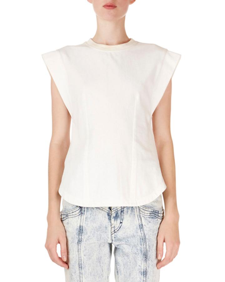 Yelena Cap-sleeve Tee With Keyhole Back
