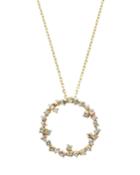 14k Sapphire Starburst Mini Circle Necklace, White