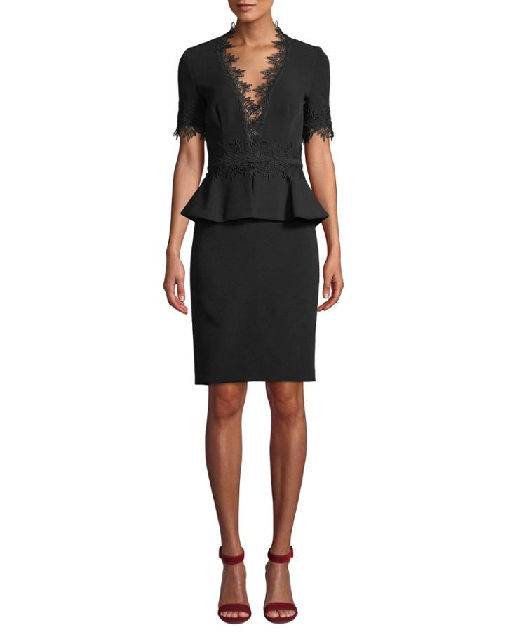 V-neck Peplum Dress W/