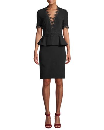 V-neck Peplum Dress W/