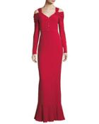 Cold-shoulder Long-sleeve Corset Gown