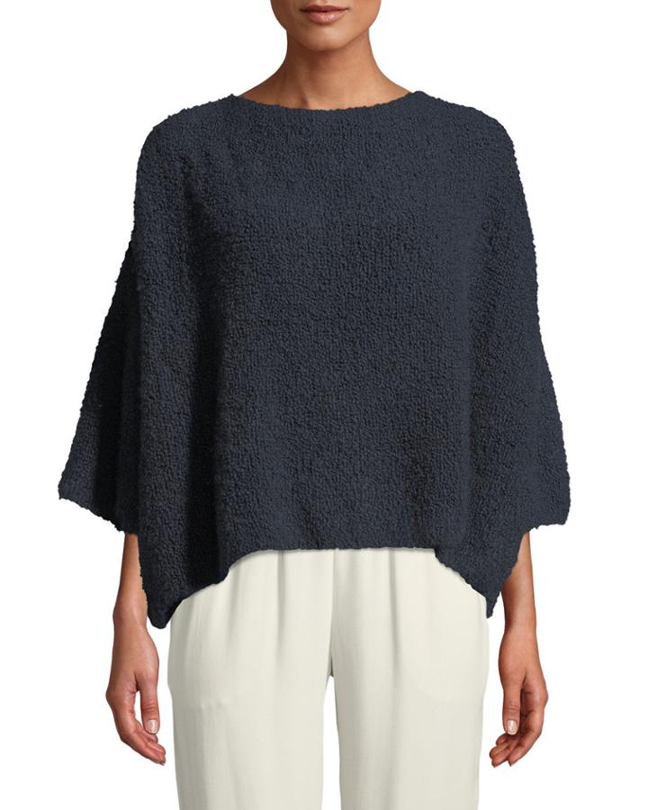 Short-sleeve Round-neck Square Cashmere-silk Top