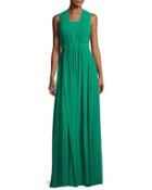 Sleeveless Pleated Gown, Emerald