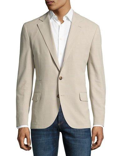 Solid Two-button Blazer, Khaki