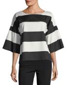 Camden Wide-stripe Ruffle-sleeve Blouse