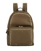 Rockstud Leather Backpack, Green