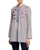 Tropical Garden Floral Embroidered Tunic