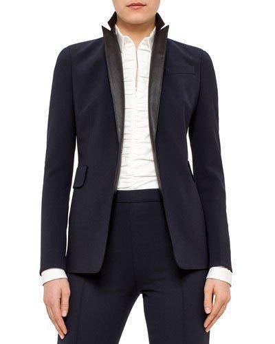One-button Blazer W/leather