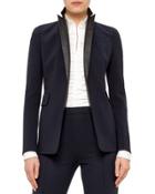 One-button Blazer W/leather