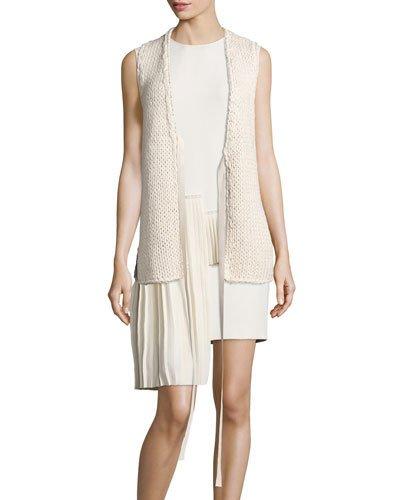 Open Knit Sweater Vest, Beige