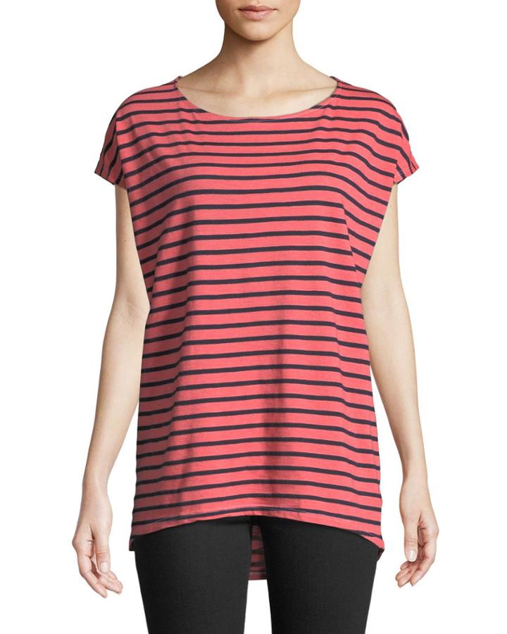 Striped Cap-sleeve Tee