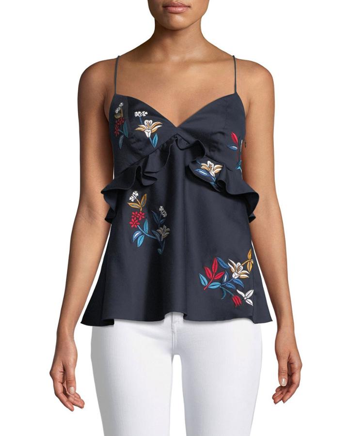 Embroidered Sweetheart Blouse