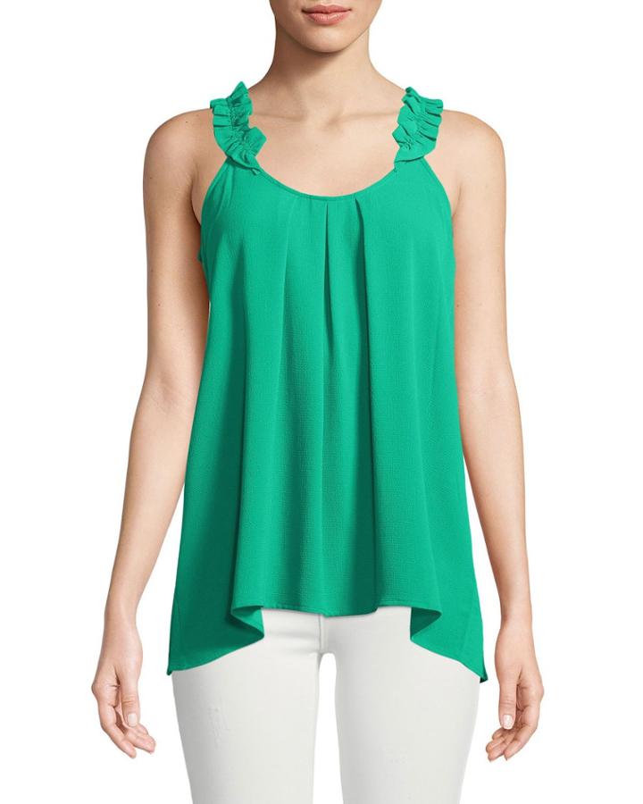 Ruffle-shoulder Georgette