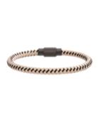 Men's Two-tone Braided Leather Bracelet, Light Brown/black