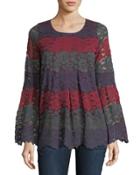 Bell-sleeve Striped