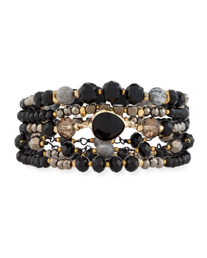 Multi-strand Crystal Magnetic Bracelet, Black