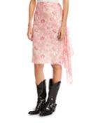 Lace Side-zip Pencil Skirt With Ruffled Frill
