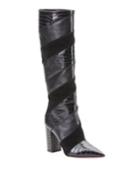 Boetti Croc-embossed Mixed Leather Knee Boots