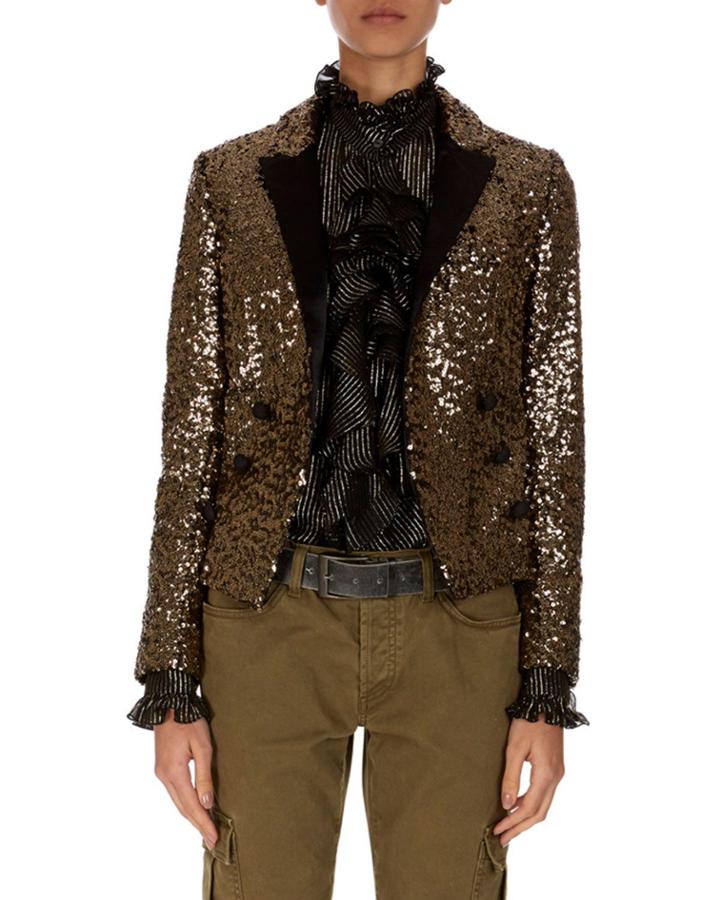 Spencer Golden-paillette Double-breasted Jacket
