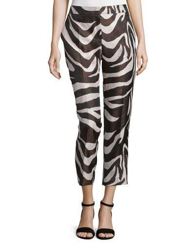 Mid-rise Zebra-print Cropped Pants,