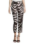 Mid-rise Zebra-print Cropped Pants,