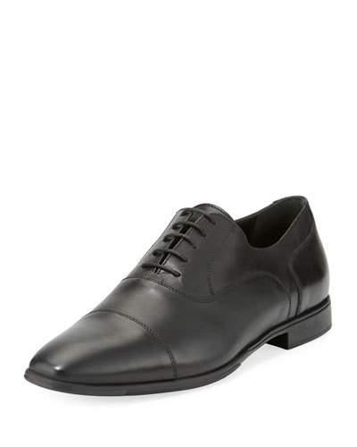 Calf Leather Eyelet Oxford, Black