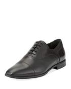 Calf Leather Eyelet Oxford, Black